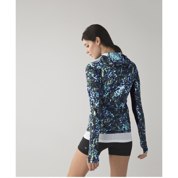 Lululemon Run UPF50+ Lightweight Hooded Slim Long Sleeve 4 Floral Black NWOT - Picture 2 of 13